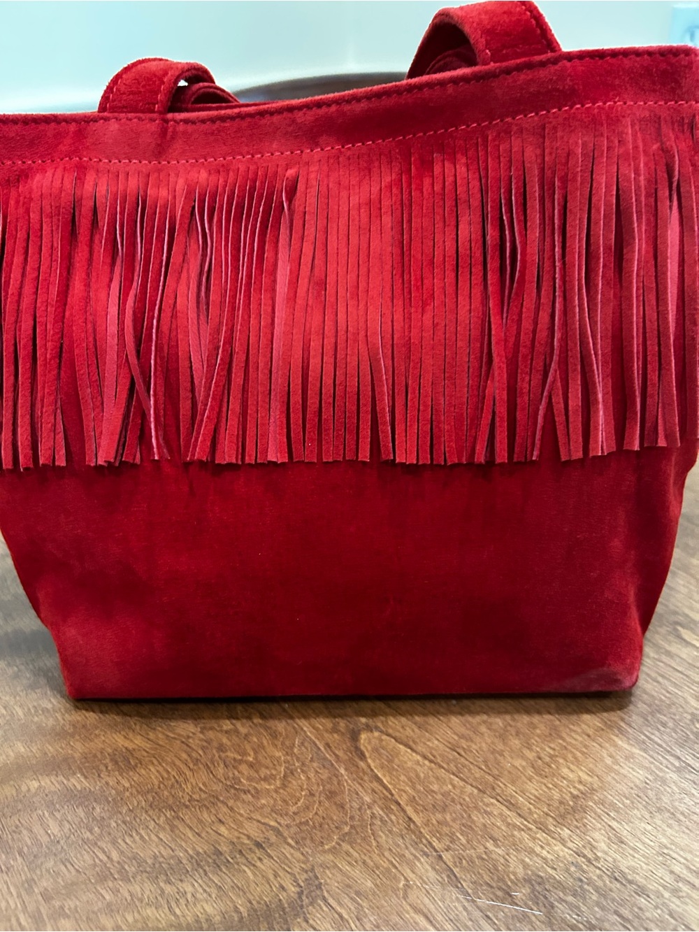 Vintage Red Suede leather purse by Danier - Picture 2 of 11
